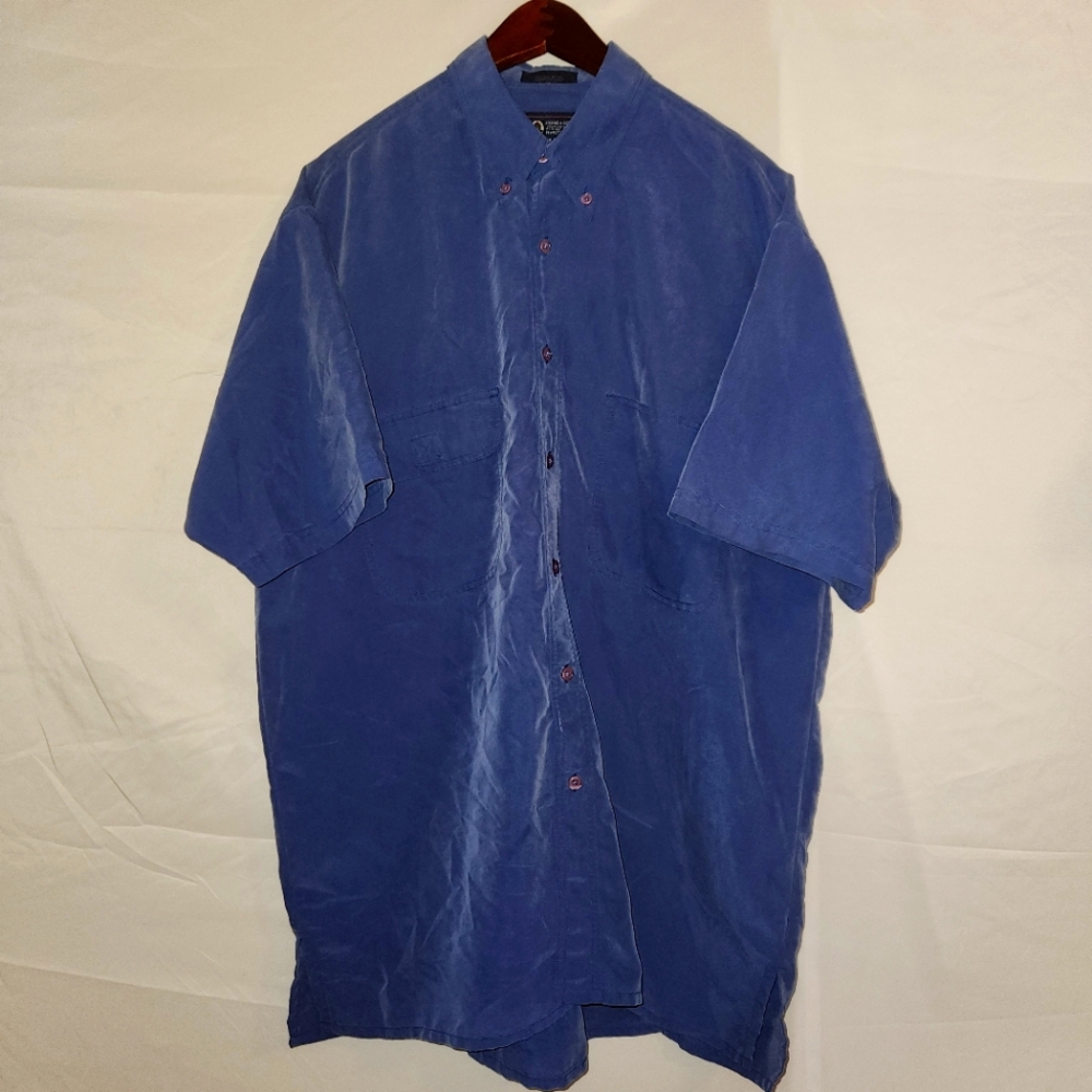 Muskoka Lakes Shirt - Men's L - Blue Button Down Short Sleeve - Outdoor Apparel